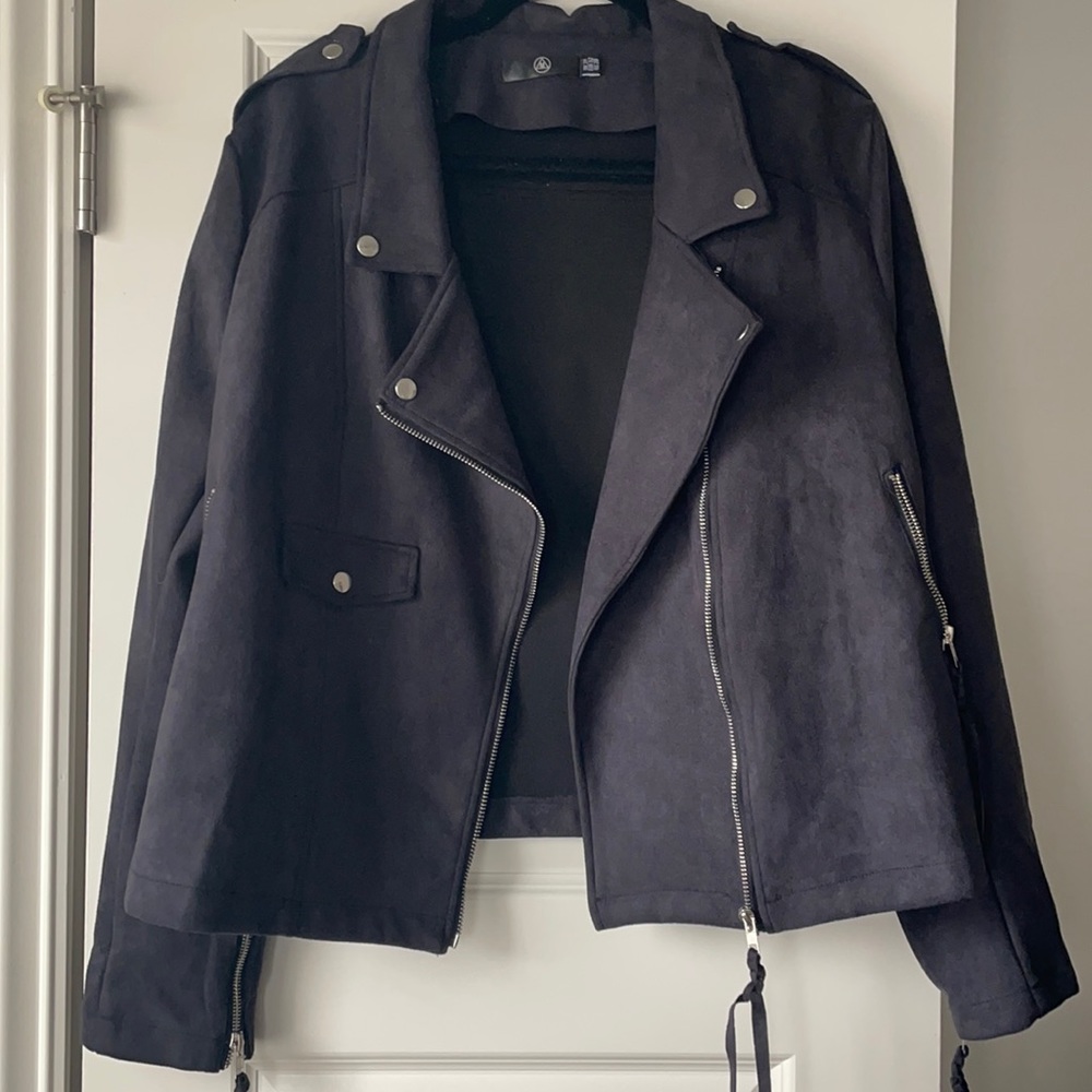 Missguided Plus Size Faux Suede Moto Jacket